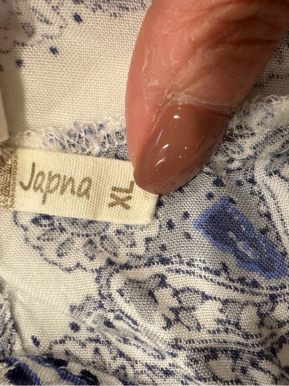 Japna Blue White Paisley Handkerchief Hem Halter Neck Boho Midi Dress Womens XL - Picture 4 of 4